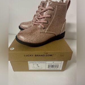 Lucky Brand Kristen Shimmering Rose Gold Boots Size 9